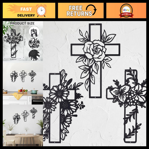 Pcs metal cross wall decor - 3,