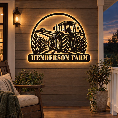 Tractor led metal sign - led,