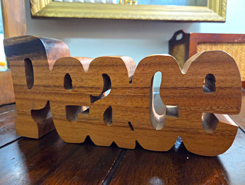 Handcrafted solid wood peace - wood, "peace"