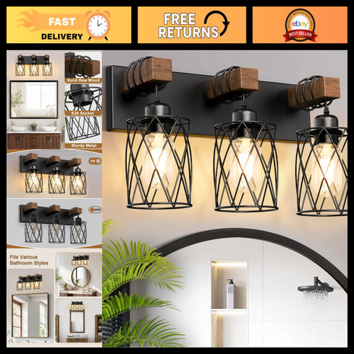 Farmhouse light bathroom - farmhouse, 3-light