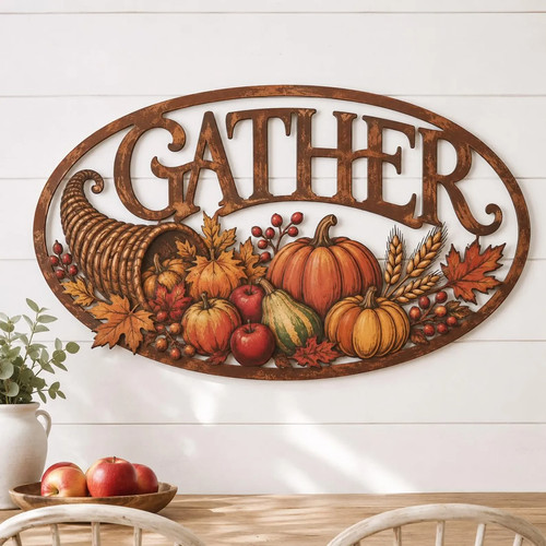 Metal gather pumpkin fall - gather,