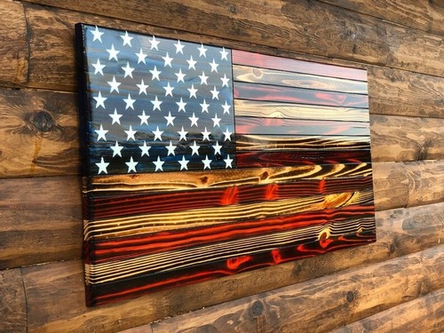 Wooden american flag - wooden,