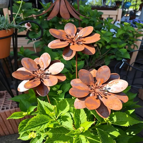 Set rustic metal flower - 3,
